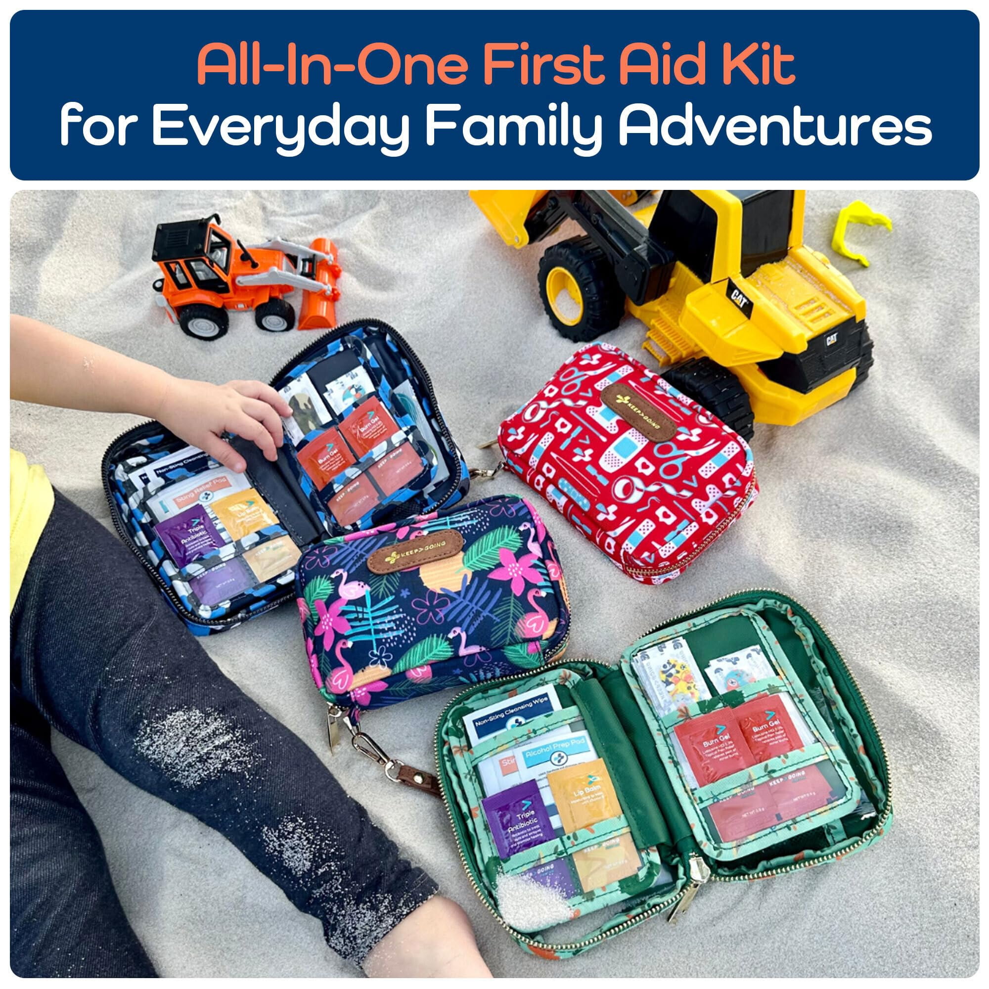 Keepgoing Travel First Aid Kit For - 130 Pc. Car  Home Purse Diaper Bag & Backpack With Latex-free Bandages Mini Size Tsa-approved