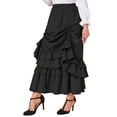 thumbnail image 4 of INSPIRE CHIC Women's Skirt Vintag Ruffle Layered Ruched Drawstring Cupcake Skirts XS Black, 4 of 6