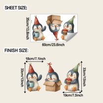 chaungfeng Christmas Wall Sticker, Removable Waterproof Decal, Cartoon Penguin Pattern, Easy to Apply, for Bedroom Background, Living Room, Kitchen, Home, Office, Party
