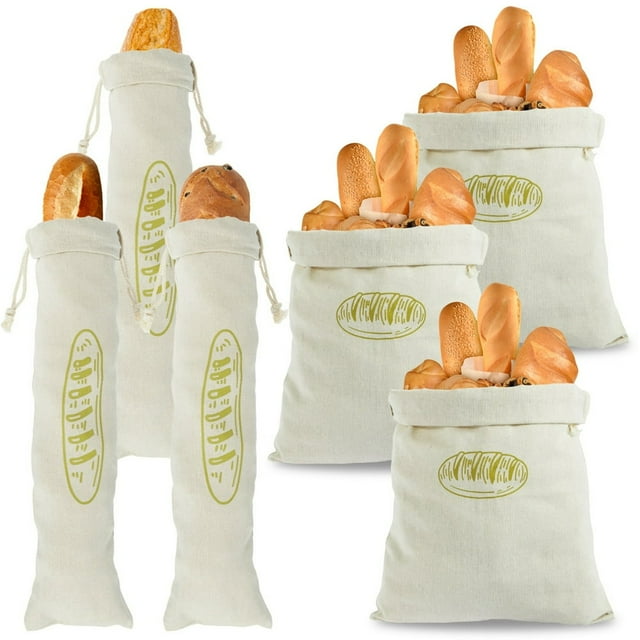CNKOO 6 Pcs Sacs à Pain en Lin Grands Sacs de Rangement à Cordon Sacs à Pain Réutilisables Sacs à Pâtisseries Lavables Rangement Alimentaire Fait Maison Cadeau de Mariage pour Boulangerie à Pain Fait Maison