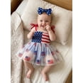 thumbnail image 4 of Baby Girl 4th Of July Outfits My First Patriotic Smocked Tulle Romper Dress American Flag Clothes, 4 of 8