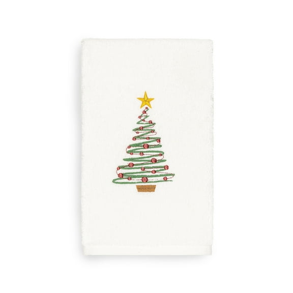Authentic Hotel and Spa  Turkish Cotton Christmas Tree White Hand Towel