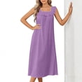 thumbnail image 5 of Jamicy Nightgowns for Women Square Neckline Long Sleeveless Solid Color Dress Night Gown Victorian Sleep Dress Soft Night Dress Ladies Sleepwear, 5 of 9