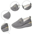 thumbnail image 6 of Womens Loafers Platform Wedge Heel Suede Round Toe Fashion Metal Chain Slip on Penny Loafers Lightweight Walking Shoes Grey Size 7.5, 6 of 6