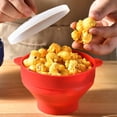 thumbnail image 3 of Microwave Popcorn Popper Bowl,Large Foldable Food Grade Silicone,Free with Lid & Handle,Heat 40℃ to 230℃ - Easy DIY Popcorn Maker,Dishwasher Safe for (Blue), 3 of 9