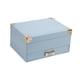 thumbnail image 2 of Joyería de viaje Joyería Caja de almacenamiento de 2 niveles Case de joyería de viaje Organizador de joyería Pantalla para anillos Parring de collar Azul, 2 of 8