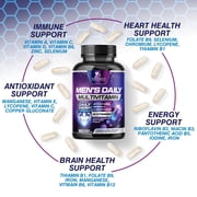 Multivitamin for Men - Once Daily Mens Multivitamins - Comprehensive Multi-Vitamin with Optimal Vitamin Bioavailability - Essential Vitamins A, C, D, E, Zinc Formula - Bottled in USA - 60 Capsules