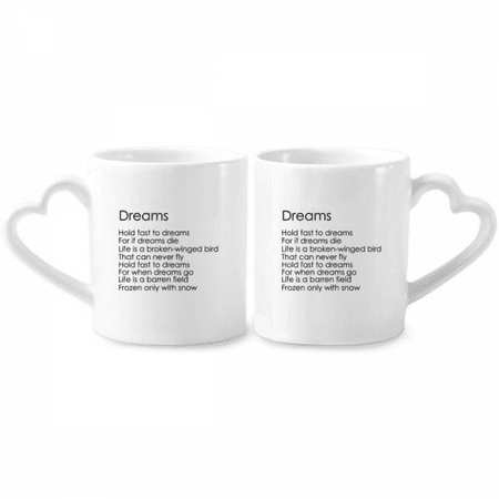 

Poetry Quote Hold Fast To Dreams Couple Porcelain Mug Set Cerac Lover Cup Heart Handle