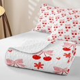 thumbnail image 4 of Erosebridal Girls Cute Cherry Bow Quilt Full,Teens Kawaii Red Flowers Full Bedspread Sets, 4 of 7