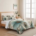thumbnail image 5 of Full Quilt Set 78''x90'', Vintage Flowers Lightweight Summer Bedspread Coverlet Set with 2 Pillow Shams, Spring Floral Teal Tulip Butterfly Breathable All Season Quilt Bedding for Bedroom/Guest Room, 5 of 9