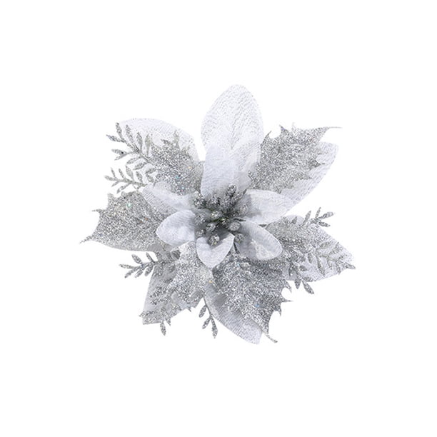 Bearachild 10 Uds. De polvo de brillo de flores artificiales de Navidad, adornos de árbol de Navidad DIY, flores falsas, decoraciones de Año Nuevo de Kits de decoración para fiestas dos Bearachild HA002044-02