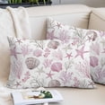 thumbnail image 2 of Pink Coastal Throw Pillow Cover 20 x 30 Inch Decorative Pillow Cover Beach Nautical Starfish Coral Seashells Lumbar Pillowcase Seasonal Rectangle Cushion Case for Couch Sofa Bed Living Room, 2 of 9