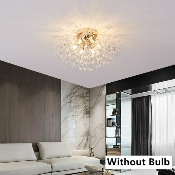 Dandelion LED Chandelier 6 Lights Crystal Firework Pendant Lamp Ceiling Fixtures Without Bulb