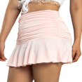 thumbnail image 2 of Womens Casual A-line Pleated Skirts Ruched Ruffle Solid Color Wave Mini Skirts White S, 2 of 6