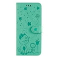 thumbnail image 4 of Compatible With iPhone 14 Pro Wallet Case Full Coverage Dustproof Card Pocket PU Leather Cute Flower Knurling Wrist Strap Shockproof Lightweight Luxury Phone Cover,Green, 4 of 11