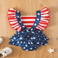 thumbnail image 2 of Infant Baby Girls Casual Romper  National Flag Printed Sleeveless Backless Hollow Out Ruffled Bodysuit, 2 of 6