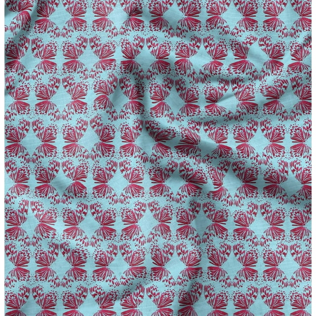 Soimoi Blue Modal Satin Fabric Butterflies Butterfly Print Sewing Fabric Yard 42 Inch Wide