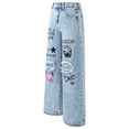 thumbnail image 2 of FEDPOP Jeans for Girls Wide Leg Baggy Denim Pants Cute High Waisted Trousers Kids Casual Y2k Streetwear with Pockets 8-14Y, 2 of 6
