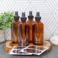 thumbnail image 2 of Cornucopia Brands 8-Ounce Amber Glass Fine Mist Spray Bottles (4-Pack); Boston Round w/Atomizer Spritzers for Aromatherapy, Perfume, Cologne, DIY & More, 2 of 10