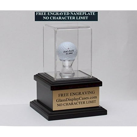 Golf Ball Personalized Hole in One - Eagle - Best Round - Game Acrylic Display Case with Black Hardwood Platform Base & Free (Best Golf Bag Setup)