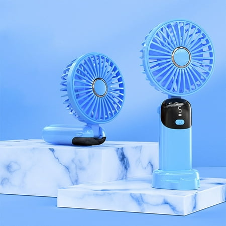 

dvypyn Handheld Fan Mini Portable Folding Small Fan Digital Display Usb Charging Desktop Small Electric Fan Blue