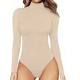 thumbnail image 4 of Aayomet Womens Jumpsuits Dressy Womens Long Sleeve Bodysuit Comfortable Against The Skin Tops Body Suits Women Clothing,Beige XL, 4 of 5
