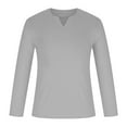 thumbnail image 4 of Azrian Men's Casual Pullover Long Sleeve Men Casual Shirt Solid Long Sleeve V-Neck Pullover Blouse Tops, 4 of 5