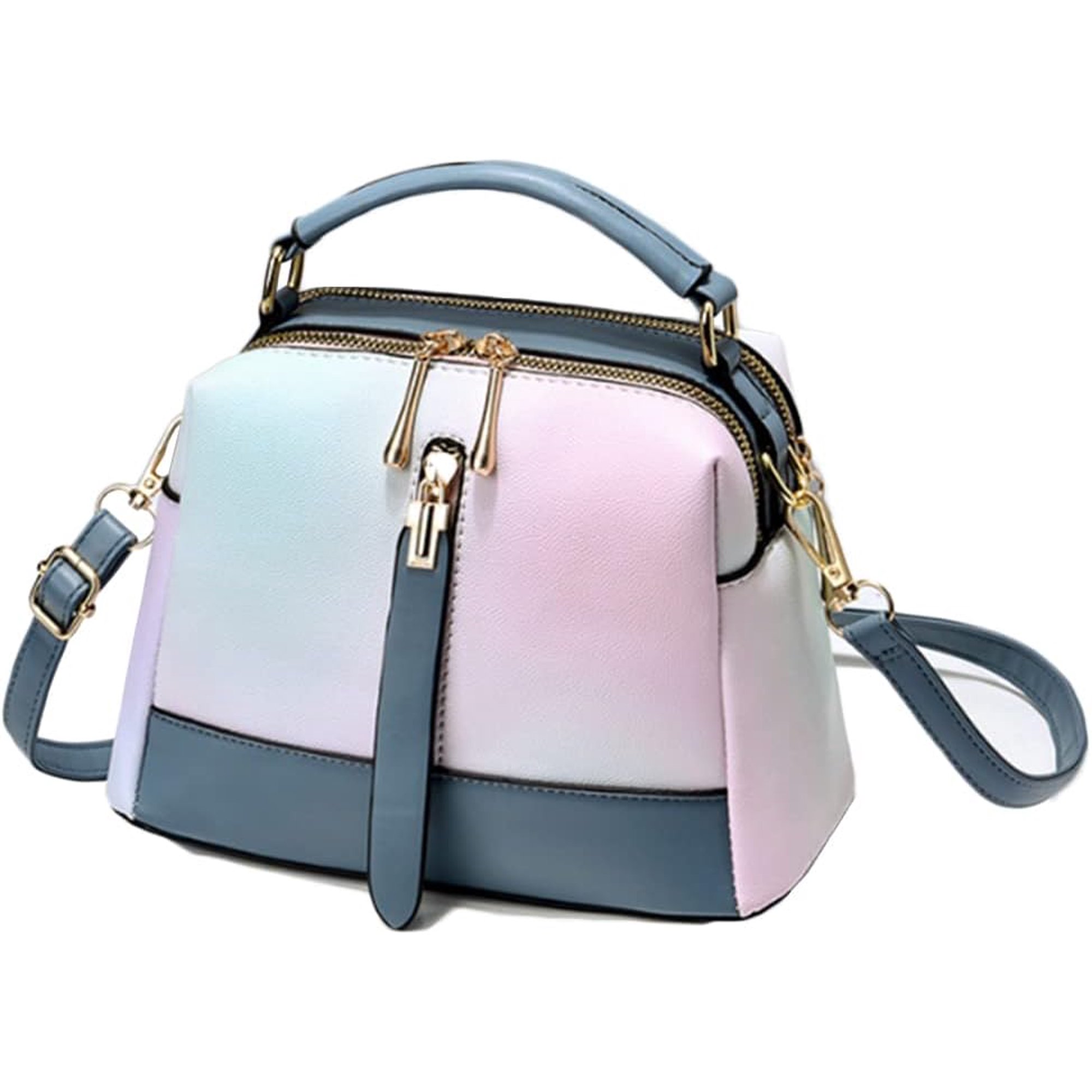 Womens Color Block Small Top-Handle Bag Stylish Design Crossbody Bags Shoulder Bag Lightweight Work Commuter Purse
