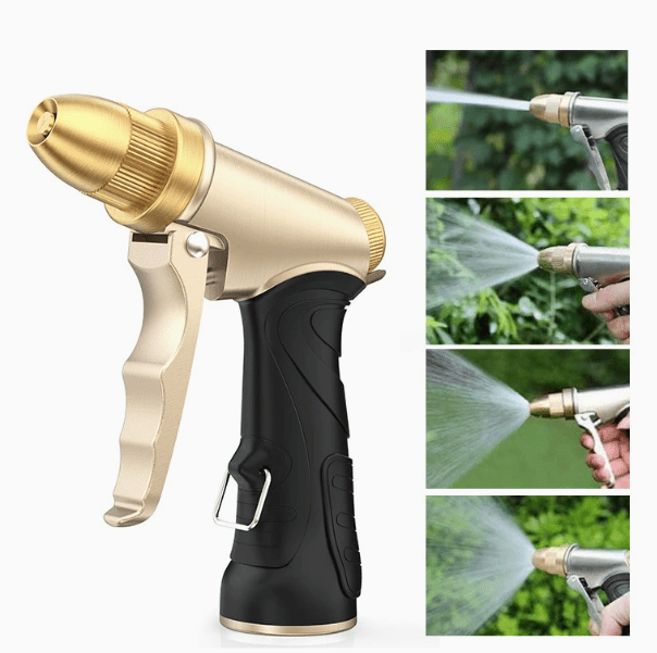 Garden hose nozzle, upgraded heavy metal nozzle, high-pressure water nozzle with adjustable spray mode for watering plants, car washing and pet shower