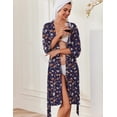thumbnail image 3 of Ekouaer Robes for Women Knee Length Kimono Bathrobe Lightweight 3/4 Sleeve Sleepwear soft Loungewear with Pockets, 3 of 6