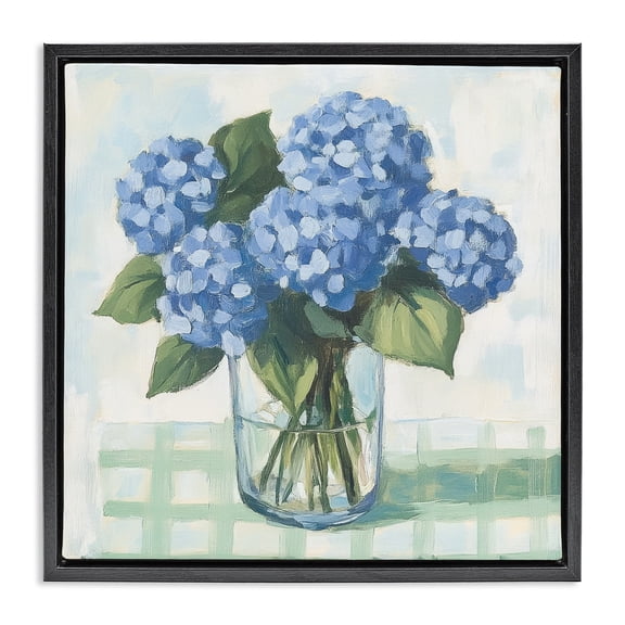 Stupell Industries Shabby Chic Quaint Picnic Hydrangeas Black Floating Frame Canvas Art, 18 x 18, by Petals Prints Design