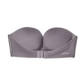 thumbnail image 2 of Women's Strapless Front Closure Bra Comfort Wireless Buttons Hem Bras Smooth Breathable Push up Bralettes, 2 of 5