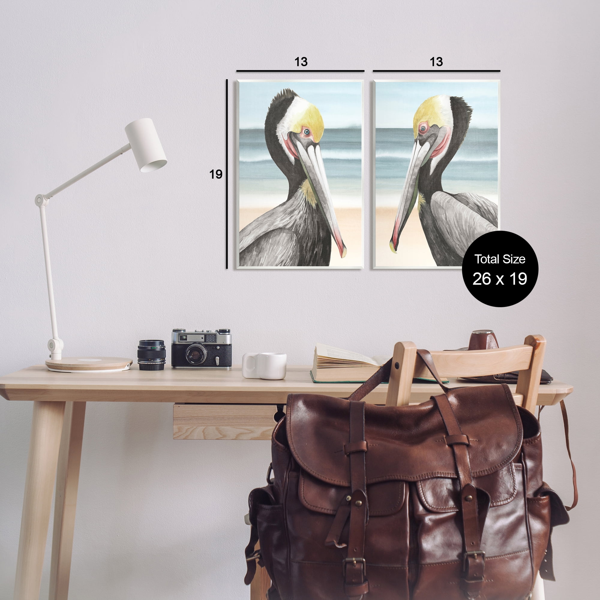 Stupell Industries Pelicans on Beach Animals & Insects Painting Unframed Art Print Wall Art, 13 x 19