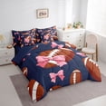 thumbnail image 2 of Castle Fairy Sport Football Queen Bedding 7pcs, Kawaii Bow Bedding Comforter Set Queen, White Red Blue,Navy Blue Reversible, 2 of 7