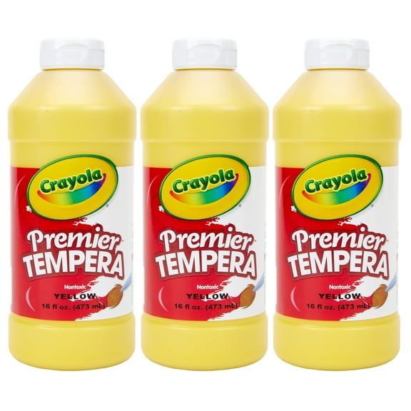 Crayola Premier Tempera Paint, 16 oz, Yellow, Pack of 3