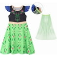 thumbnail image 5 of Girls Dress With Cape Princess Christmas Birthday Party Cosplay Costume Toddler Ruffle Sleeve Fancy Outfit Gift, 5 of 8