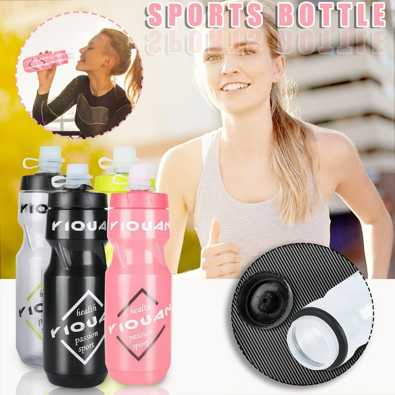 Wovilon Sports Bike Squeeze Water Bottle BPA Free Plastic 24 oz, Wide Mouth Lid Water Jug Push/Pull Cap, Insulated Water Bottles, Fitness,Yoga, Hiking