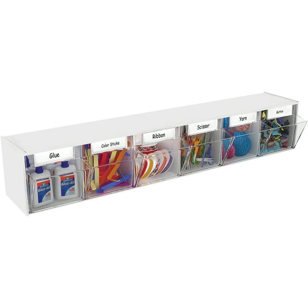 Interlocking Craft Storage Tilt Organizer 6 Bins23.6"X4.5"X3.6" White