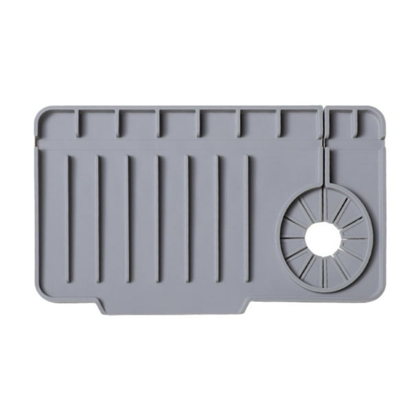 Protector contra salpicaduras para fregadero de cocina, manija del grifo, tapete de silicona para atrapar goteos, encimera, no apto para lavavajillas. Gris