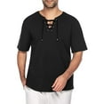 thumbnail image 3 of INCERUN Men's Short Sleeve Tee Tops Lace Up Drawstring Casual Henley T-Shirt, 3 of 5