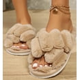 thumbnail image 2 of Women's Open Toe Slippers Fuzzy  House Slippers for Women Cozy Criss Cross Furry Slides Slippers, 2 of 7