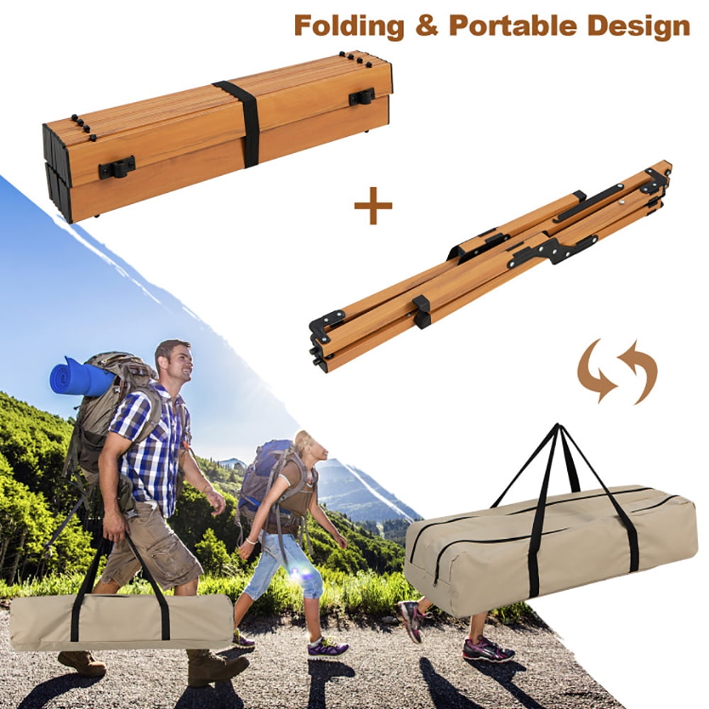Aimee Lii Folding Lightweight Aluminum Camping Table with Wood Grain, Camp Tables PorTable Foldable-M