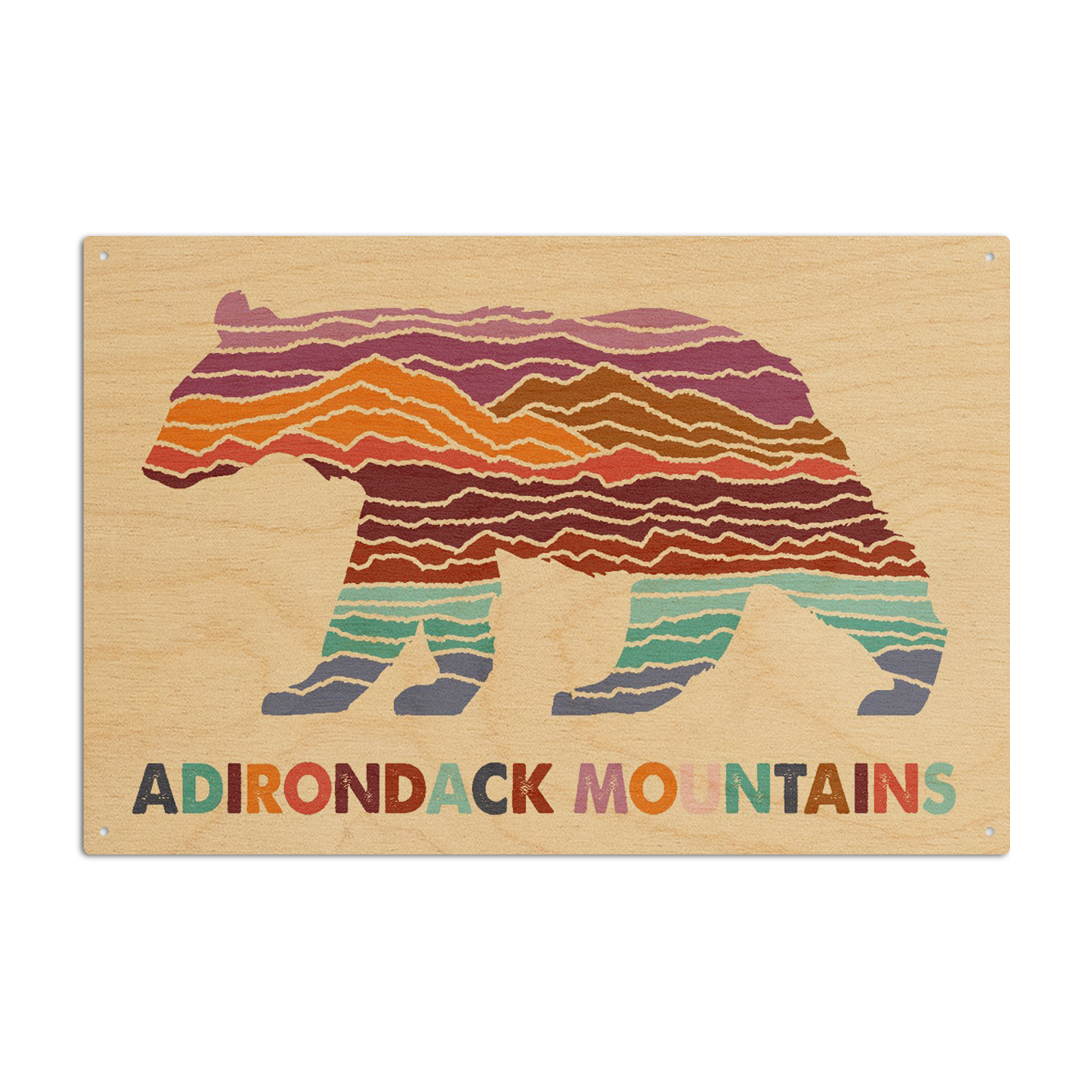 Adirondack Mountains, Gatlinburg, TN Birch Wood Wall Sign (6x9 Rustic