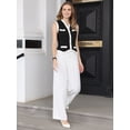 thumbnail image 3 of DARING DIVA Women's Button Down Waistcoat Tops V-Neck Classy Sleeveless Vest S Black, 3 of 7