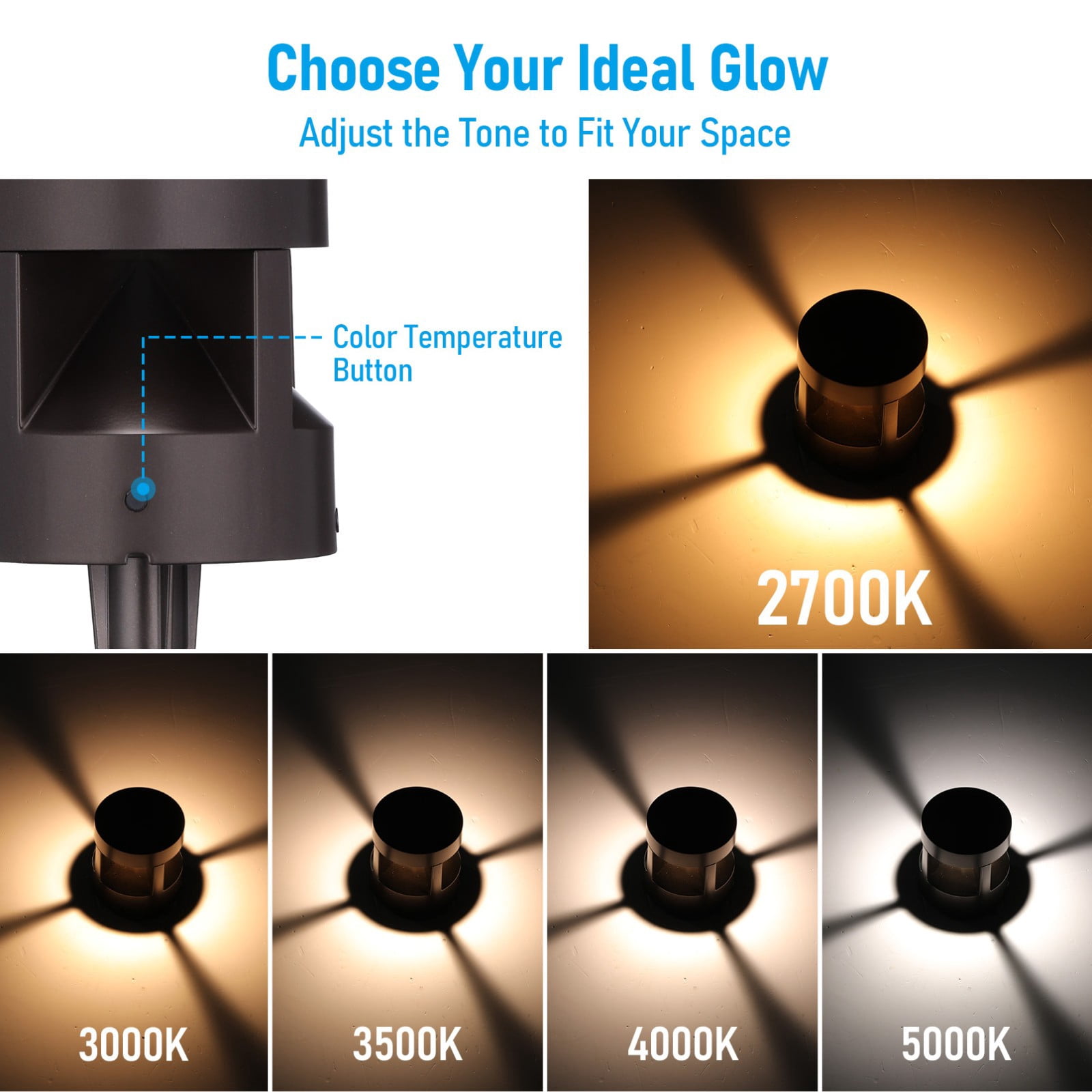 12 Pack 8W Low Voltage 5CCT LED Pathway & Deck Light, 11" Low-Profile Cylinder Landscape Light, Anti-Glare, Dual Mount Outdoor Lighting