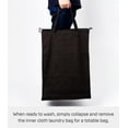 thumbnail image 3 of Yamazaki Home Laundry Hamper with Cotton Liner - Two Sizes, Black, Steel + Cotton, Large, 20 gallons, 75 liters, Collapsible, Handles, Machine Washable, Removable Liner, No Assembly, 3 of 7