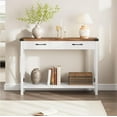 thumbnail image 2 of 43" Farmhouse Console Table Entryway Table, 2-Tier Wood Sofa Table with Shelf, Behind Couch Table, Console Table with Storage Drawers, for Entryway, Living Room, Hallway, Foyer, 2 of 7