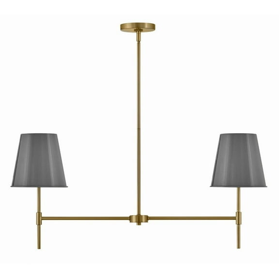83445LCB-FY-Lark-Blake - 20W 2 LED Small Linear Chandelier-15.75 Inches Tall and 36 Inches Wide-Lacquered Brass Finish-French Gray Secondary Finish