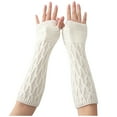 thumbnail image 2 of Dyfzdhu Winter Casual Hemp Flowers Fingerless Fashion Knitted Long Gloves White, 2 of 4