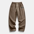 thumbnail image 4 of WOLIAUO Mens Linen Cotton Pants Drawstring Waist Lightweight Loose Fit Straight Leg Casual Big and Tall Linen Pants Beach Travel (XL Brown), 4 of 5